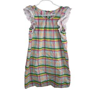 Crown and Ivy Dress Girls 8 Kids Sundress Plaid Pink Blue Summer Casual Preppy